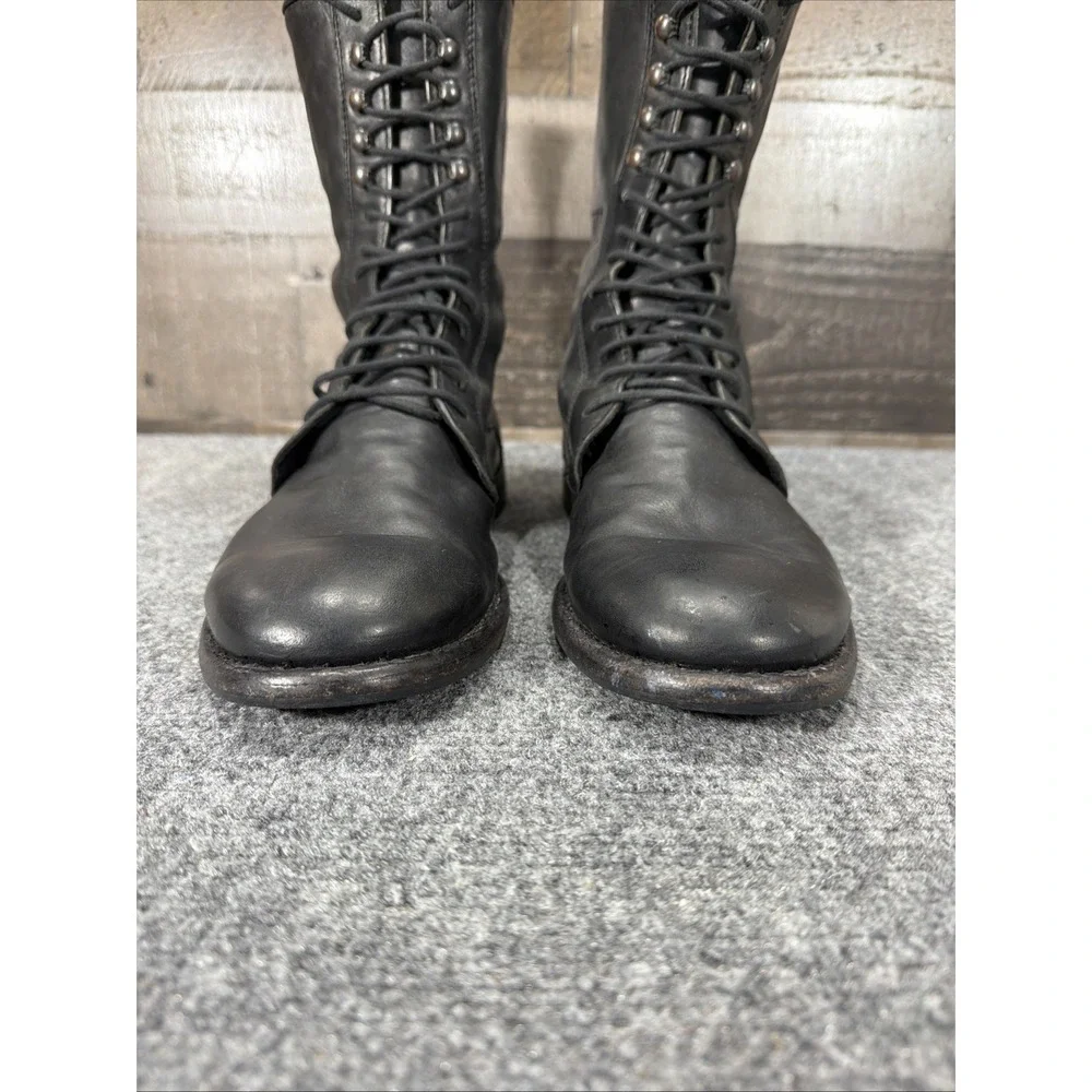 Kenneth Cole Black Leather Tall Combat Boots Made In Italy Men's Size 10 Vintage